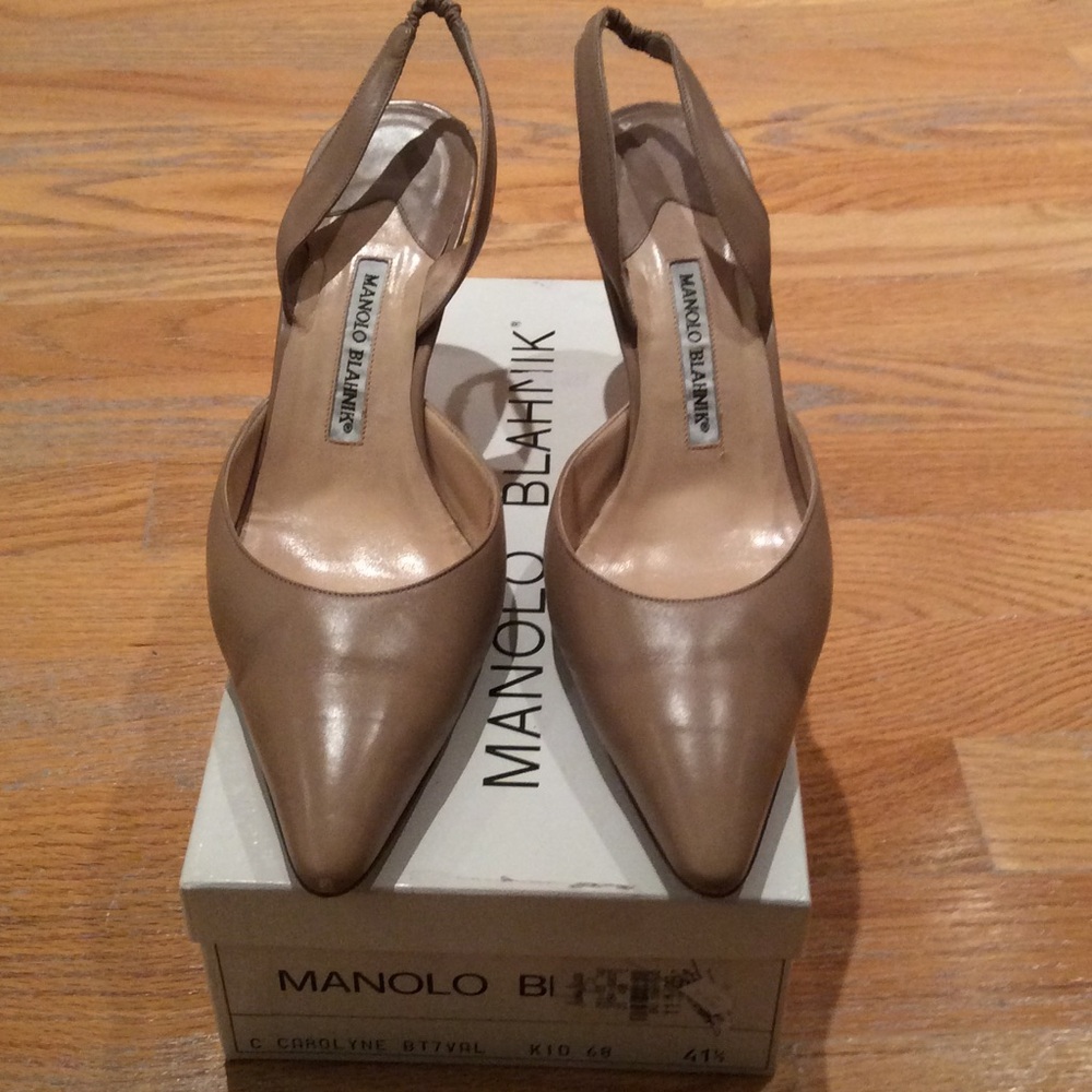 Manolo Blahnik Tan Slingback Heels